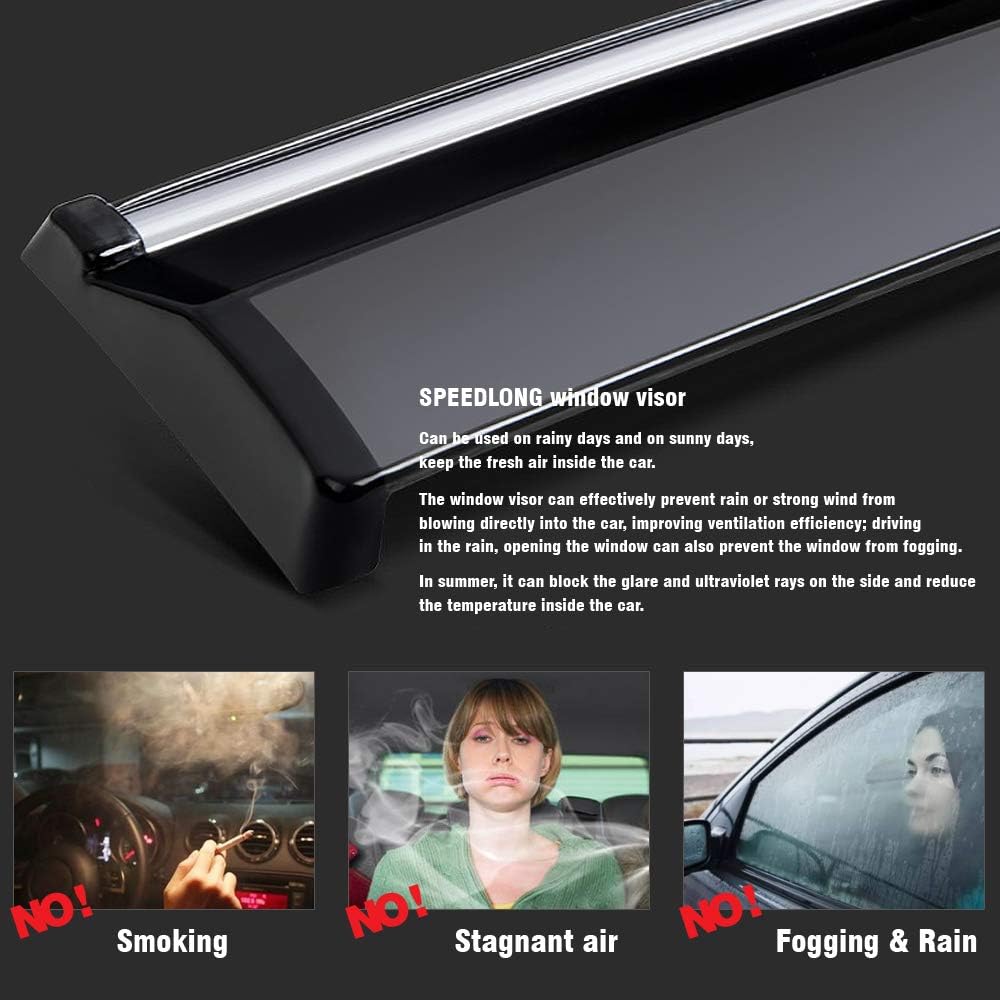 Car Window Visor Vent Shade Deflector Sun Rain Guards Pack of 2 F705
