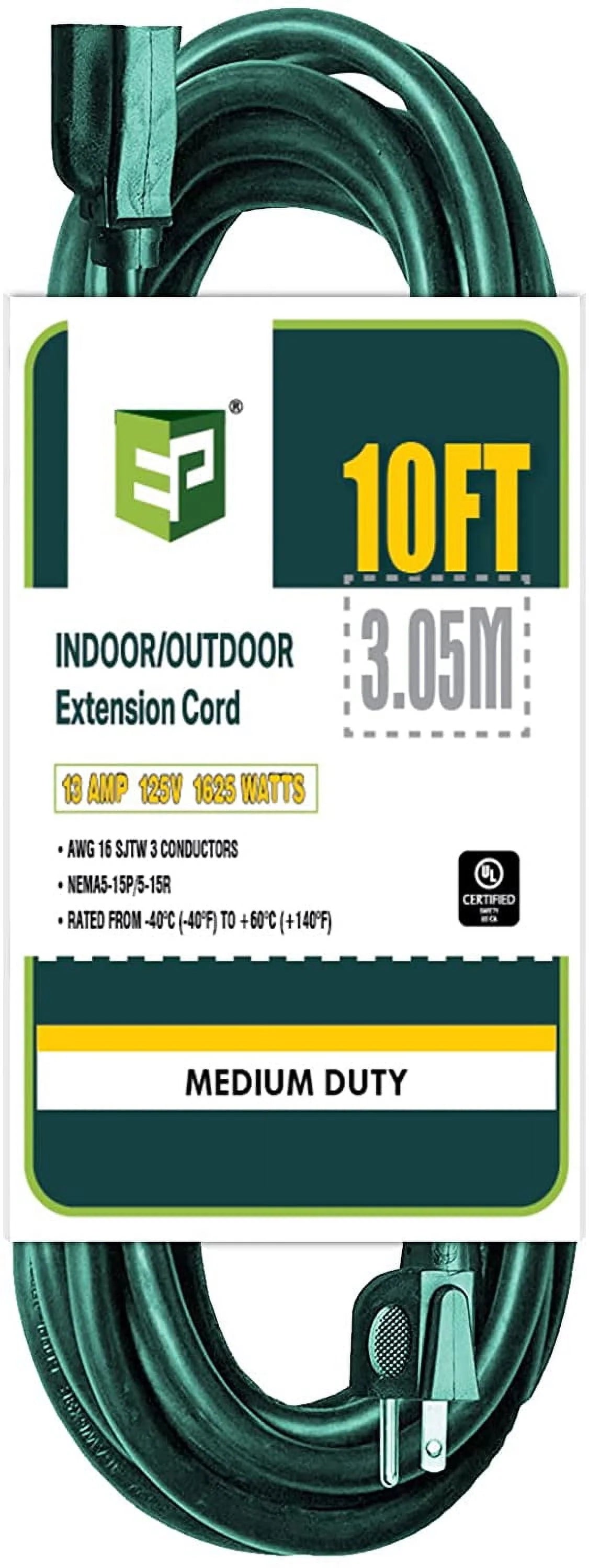 15 Ft Green 16/3 SJTW Extension Cord I272
