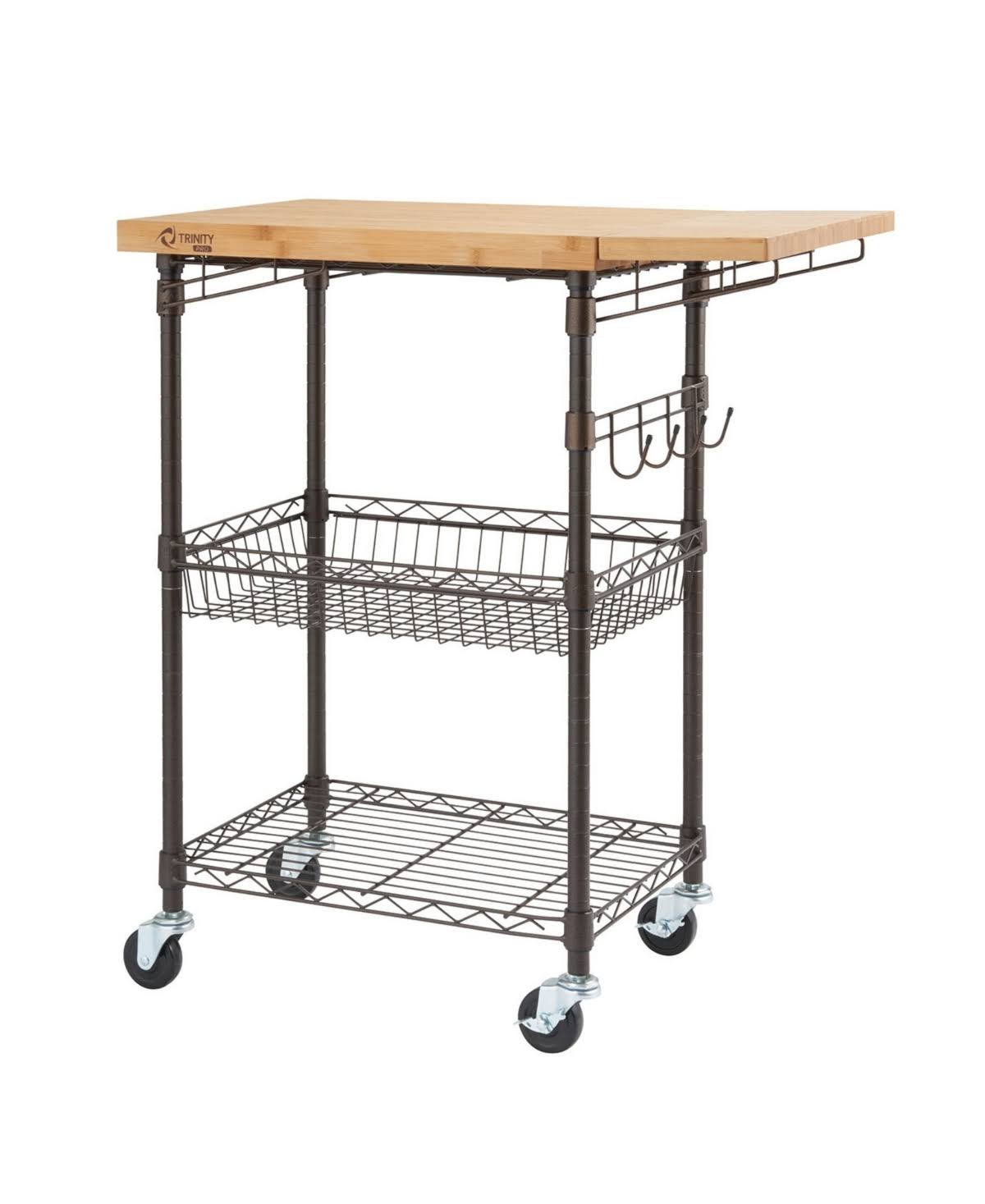 Bamboo Kitchen Cart in Bronze Anthracite - Brown - Wood E4995