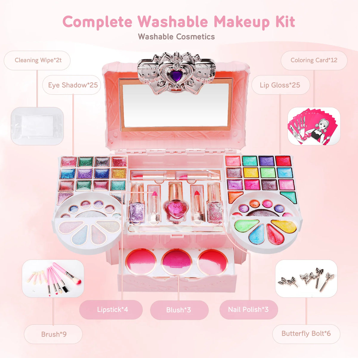 90 Pcs Washable Kids Makeup Kit N38911