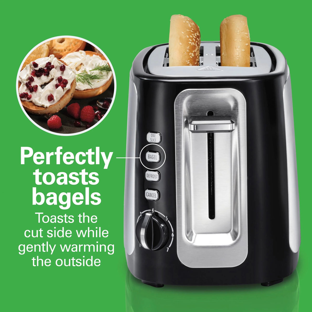 2 Slice Toaster with Toast Boost, Black with Stainless Steel Accents N6214