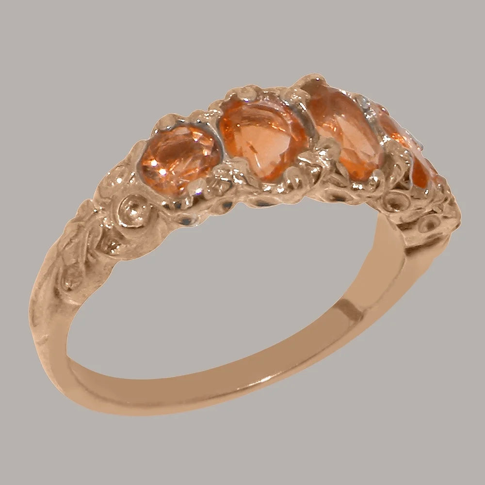 9k Rose Gold Citrine Womens Band Ring W1554