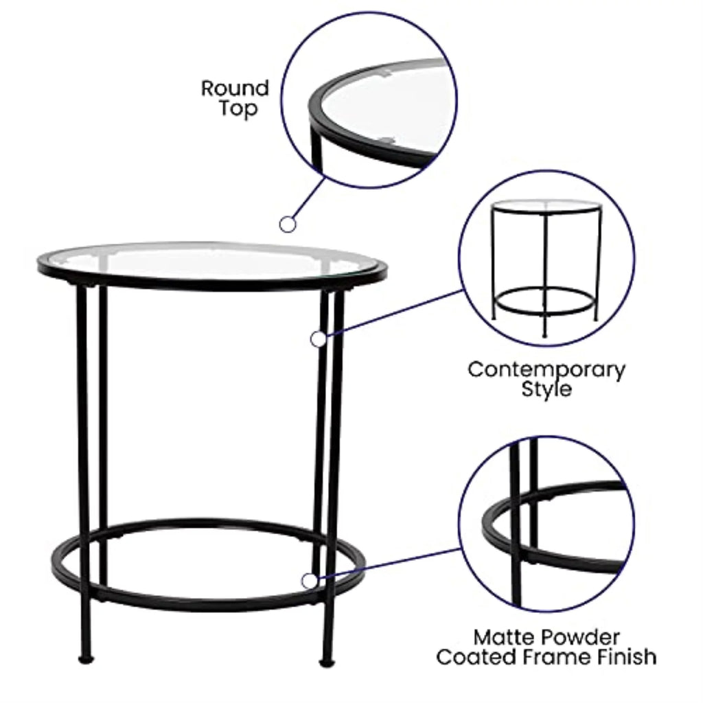 Clear Matte Black End Table B6746