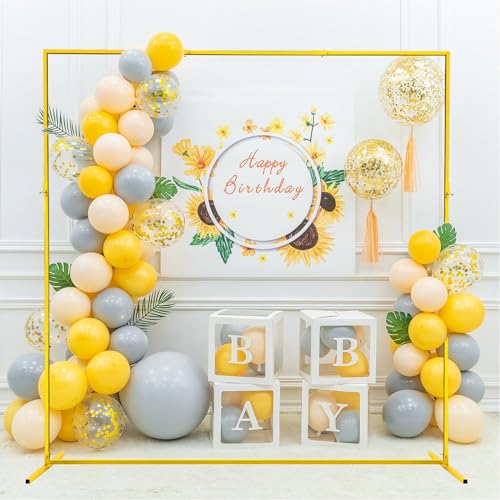 Square Metal Balloon Arch Stand Rectangle Arch Frame (6.6FT* 5.2FT Gold) K776079