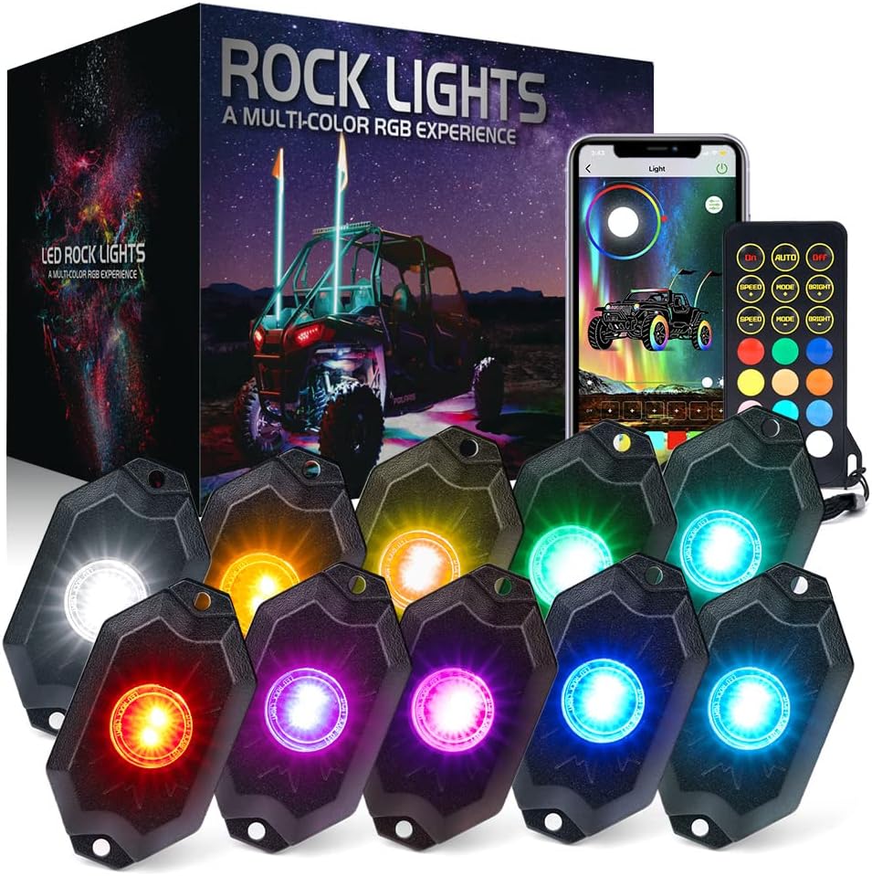 RGBW LED Rock Lights Kit with Bluetooth Controller, 6 Pods T144