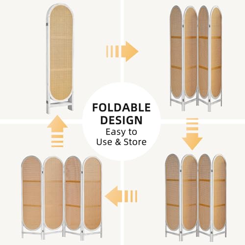 Black Natural 4 Panels Foldable Wooden Room Divider G673040