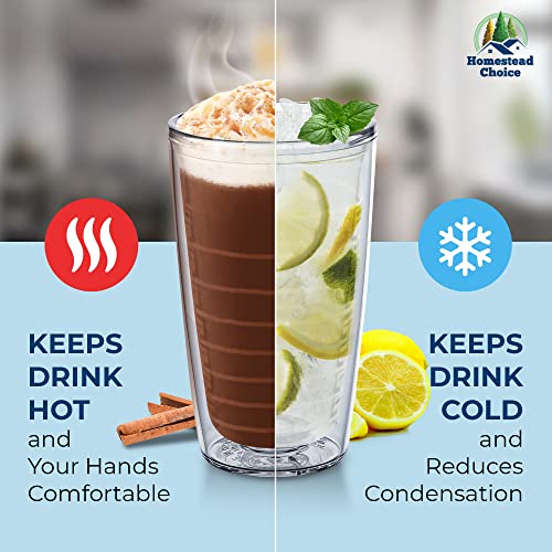 16oz Insulated Tumblers 4pack Double Walled Clear BPA-Free Dishwasher Safe F191505
