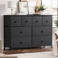 8 Drawer Fabric Dresser with Steel Frame and Wooden Top N39884