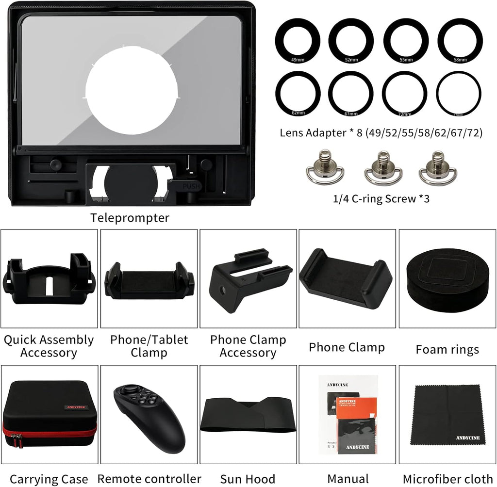10 Folding Teleprompter for DSLR Smartphone and Tablet R6700