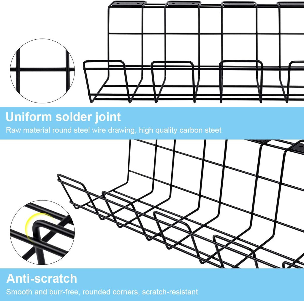 Under Desk Cable Management Tray, Black Cord Basket Set of 2 U7684