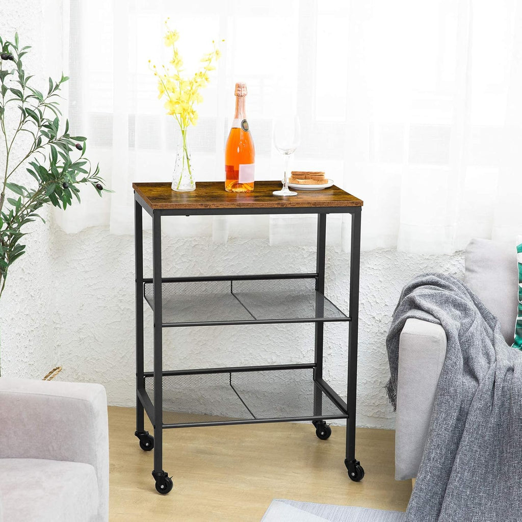Rolling Cart, 3-Tier Utility Cart with Brakes D4814