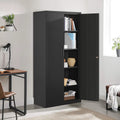 Metal Storage Cabinet with Doors and Shelves Black C513