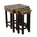 Tooled Leather Wood Side Table (Set of 3) F768045