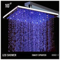 10 inch Square Rainfall LED Shower Head Stainless Steel Chrome Finish P267862