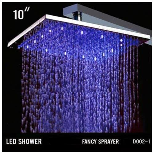 10 inch Square Rainfall LED Shower Head Stainless Steel Chrome Finish P267862