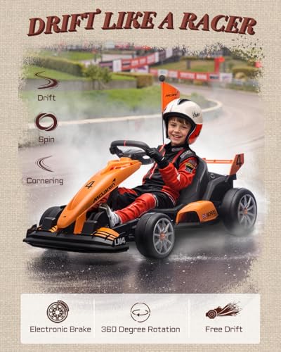 24V 7AH Electric Drift Kart with Adjustable Seat, 7.5 MPH 200W Motors D313