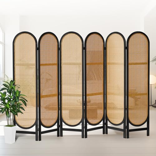 Black Natural 4 Panels Foldable Wooden Room Divider G673040