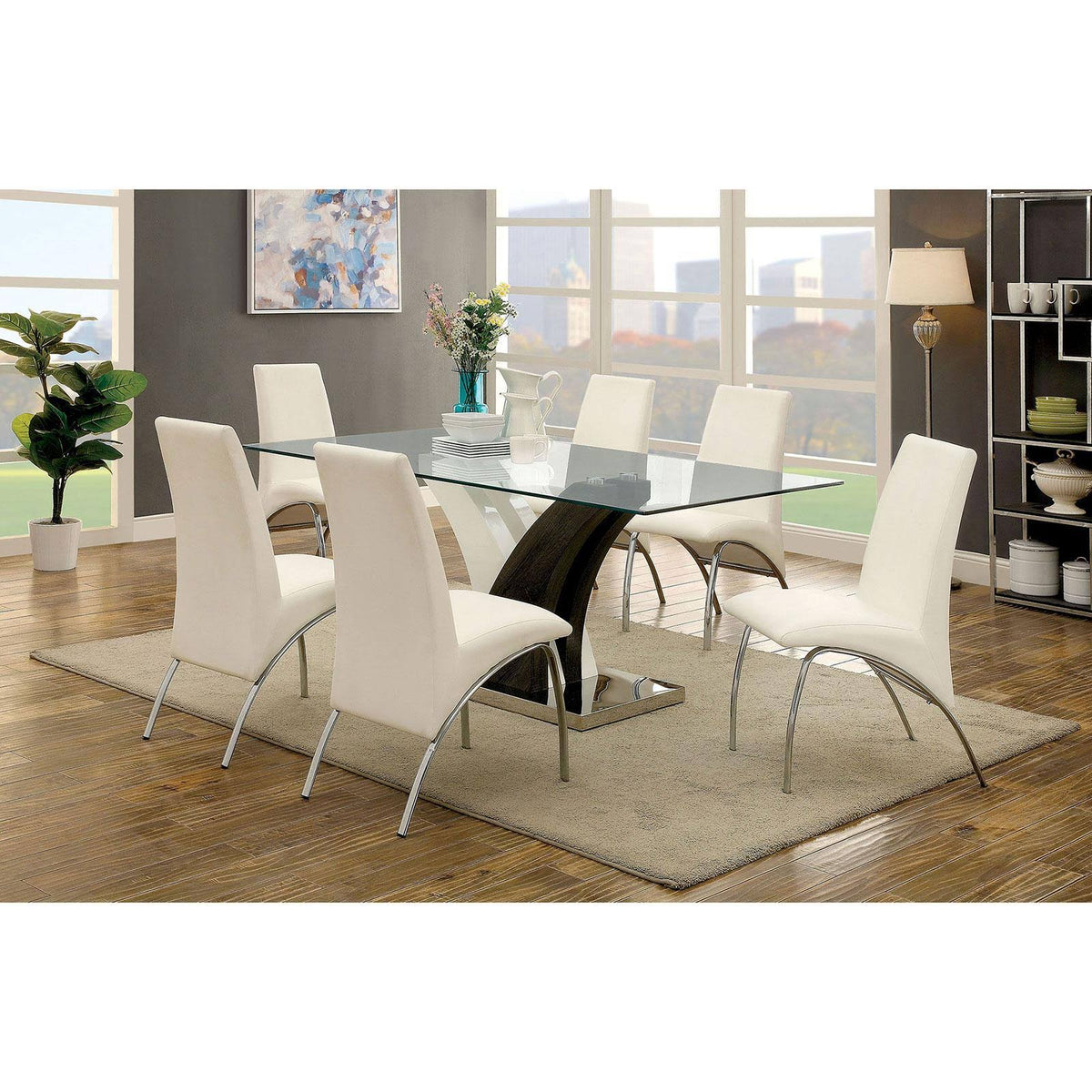 Silver/Black Side Chair Set of 2 A40383