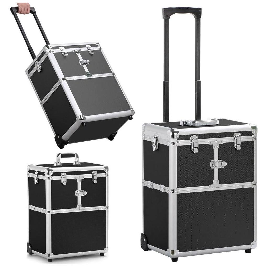 Black Aluminum Rolling Makeup Case W2413