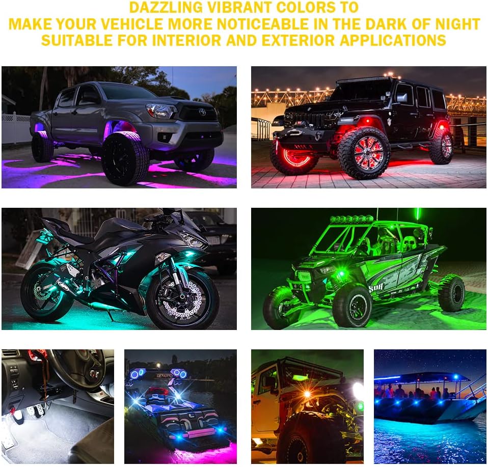 RGBW LED Rock Lights Kit with Bluetooth Controller, 6 Pods T144
