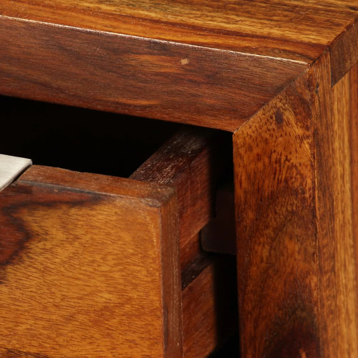 Sheesham Wood TV Stand with Door Cabinet and 2 Storage Drawers H6948