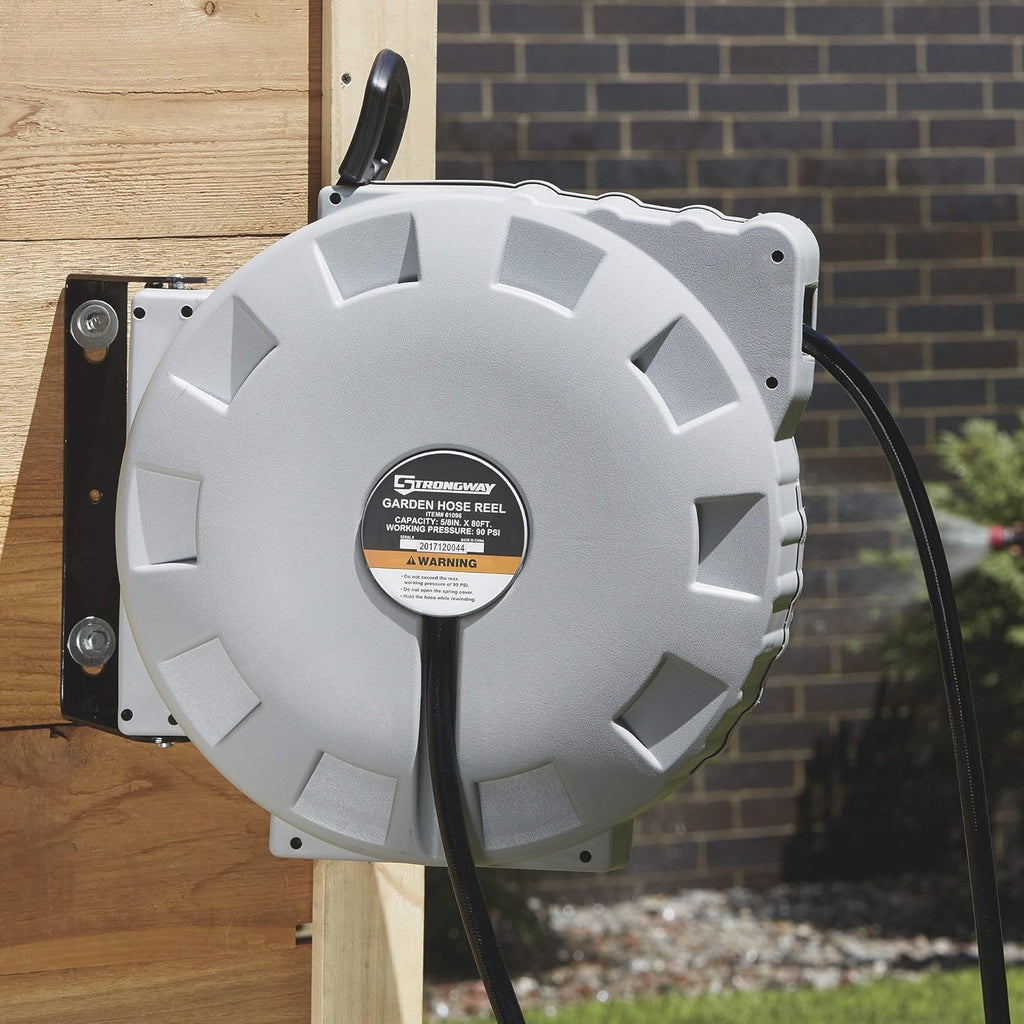 Retractable Garden Hose Reel with 5/8in. Dia. x 80ft. Hose - Wall Mount I317286