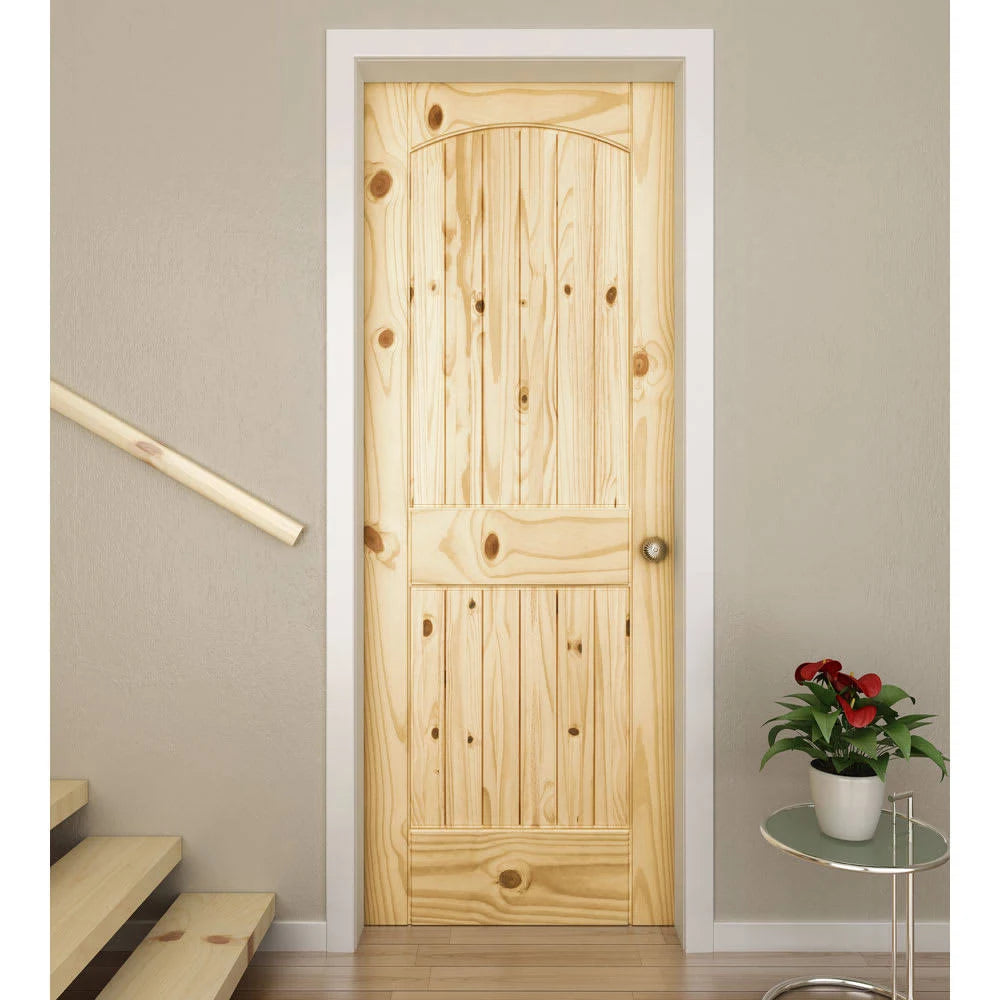 80 inch H x 32 inch W x 1.37 inch D Beige Paneled Wood Door G624