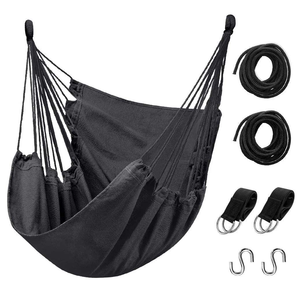 Hammock Chair with Pocket, Max 300 lbs, Dark Gray J740