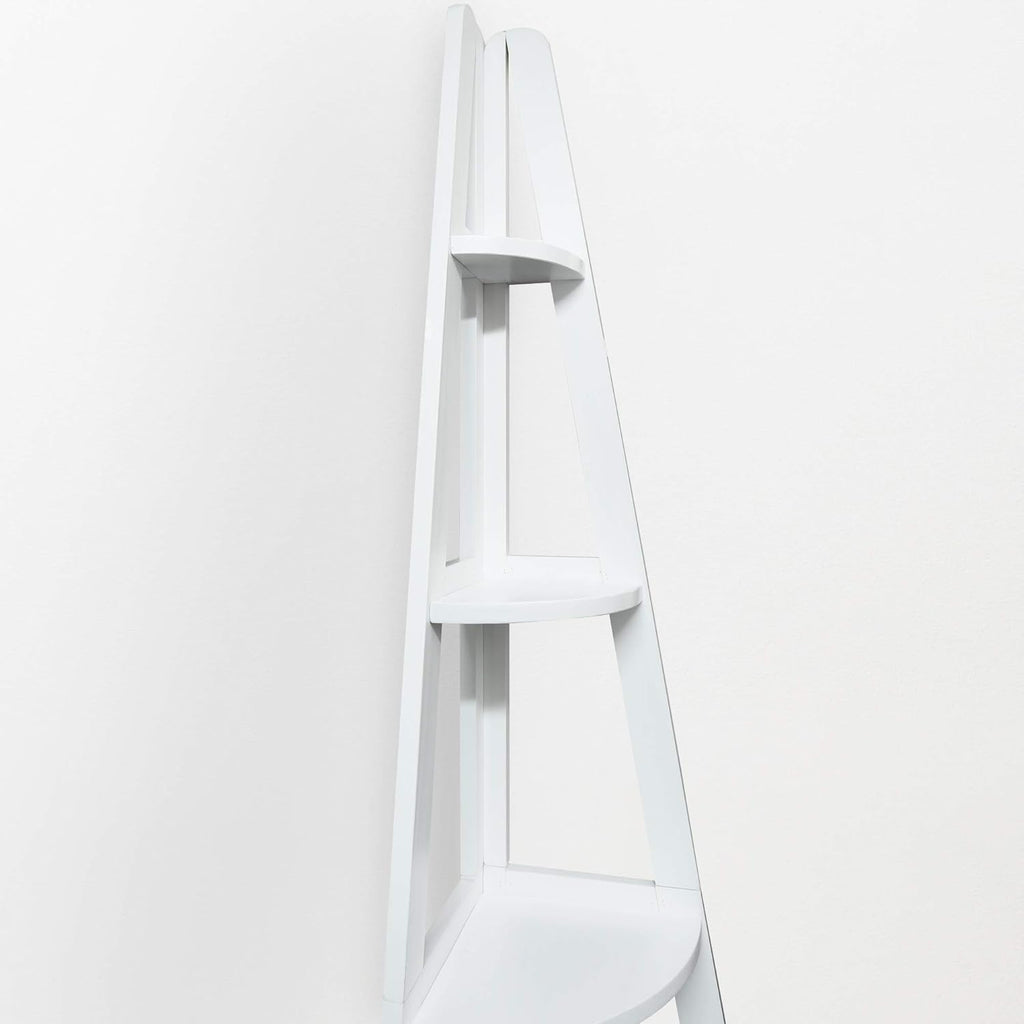 White 5-Shelf Corner Ladder Bookcase U48055