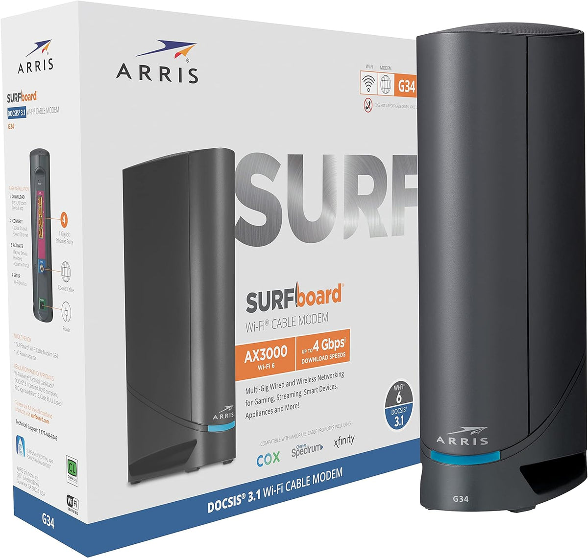 DOCSIS 3.1 Gigabit Cable Modem & AC2350 Dual Band Wi-Fi Router (black) G329754