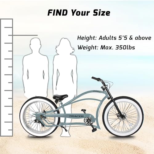 Stretch Beach Cruiser Bike with 7 Speed, Alloy Fat Rims and Fat Tires S786809