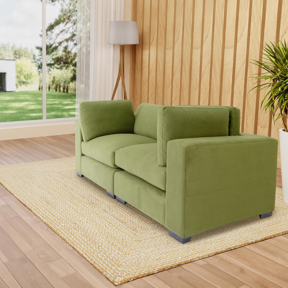 Forest Green Polyester Loveseat Sofa A464