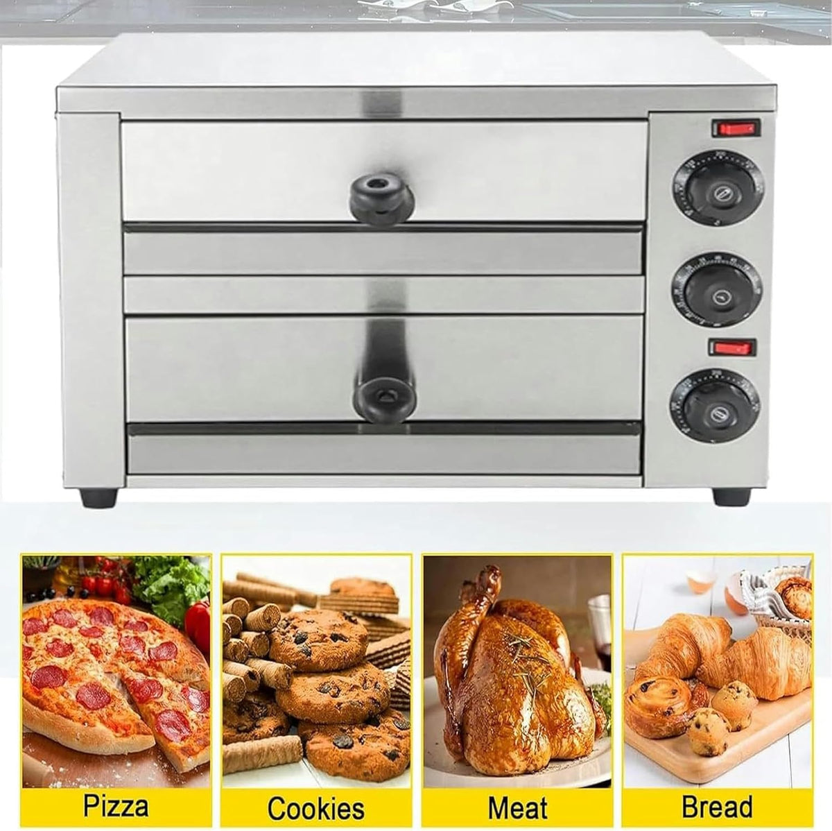 Stainless Steel 2-Layers Electric Pizza Oven M5292