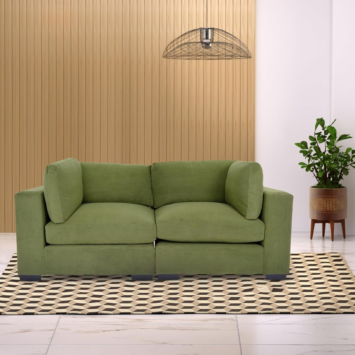 Forest Green Polyester Loveseat Sofa A464