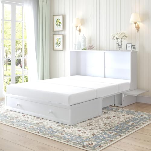 Queen Murphy Bed Cabinet with Mattress Included, Storage, USB Charging Station X522