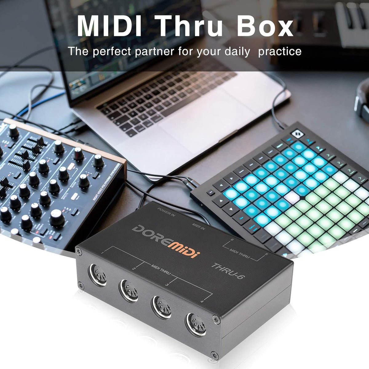 USB MIDI Interface 1-in 6-out MIDI Thru Box L55790