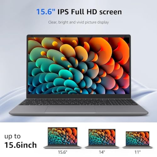 15.6 Inch Laptop Computer, Windows 11, 12GB RAM 512GB SSD, FHD IPS 1920x1200 Display, Celeron N5095 Quad-Core Processor P706