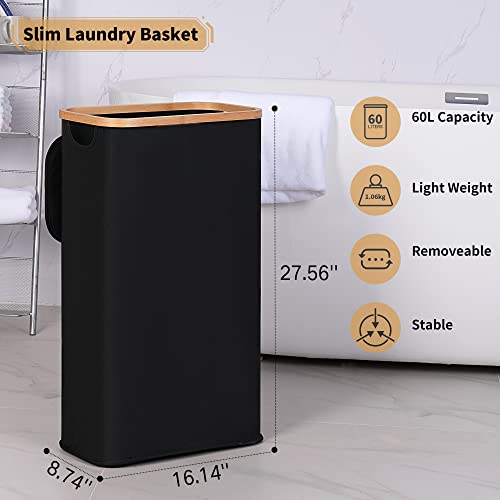 Black 75L Collapsible Laundry Hamper with Lid J39510