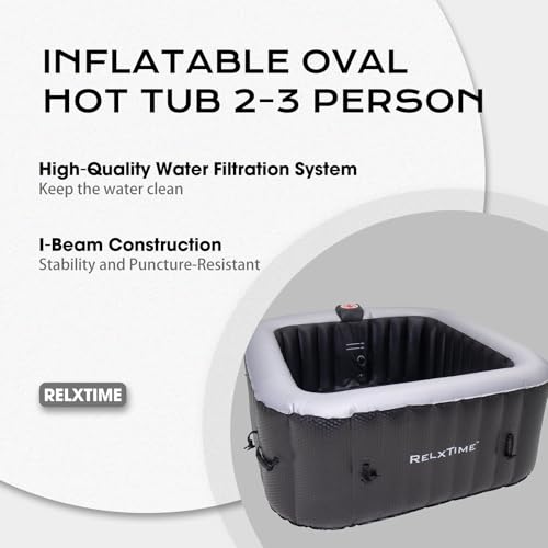 Black Inflatable Hot Tub 2-3 Person with Cover M6376