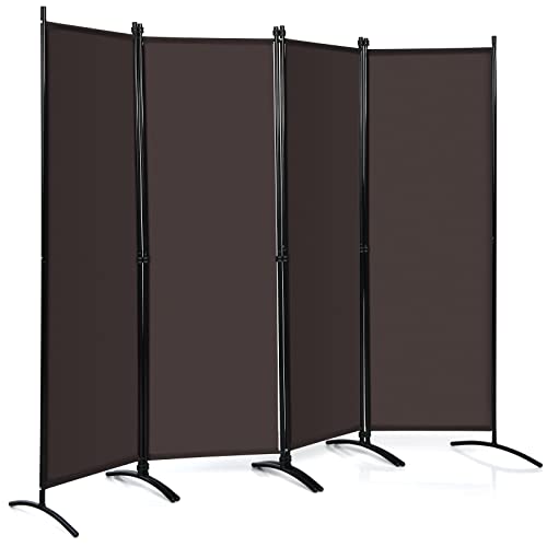 White 4-Panel Folding Room Divider with Iron Frame F80780