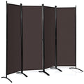 White 4-Panel Folding Room Divider with Iron Frame F80780