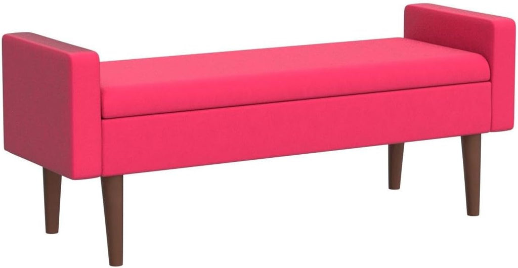 Pink Velvet Storage Ottoman Bench B93300