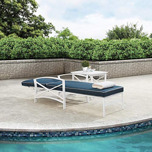 White Metal Chaise Lounge with Grey Cushions D44563