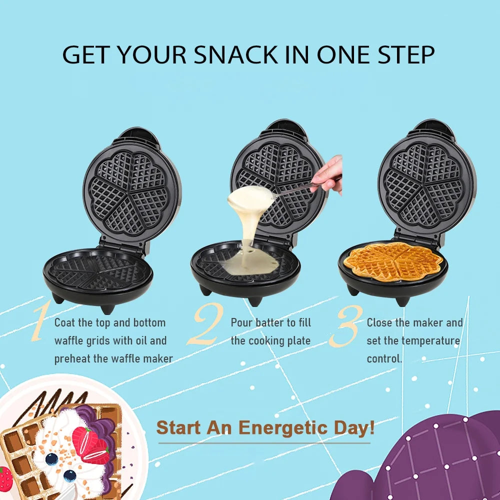 1000W Heart-Shaped Waffle Maker D504201