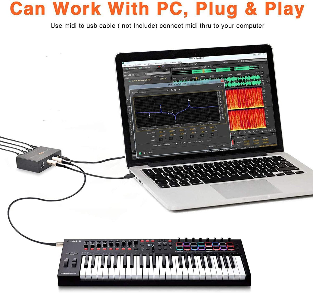 USB MIDI Interface 1-in 6-out MIDI Thru Box L55790