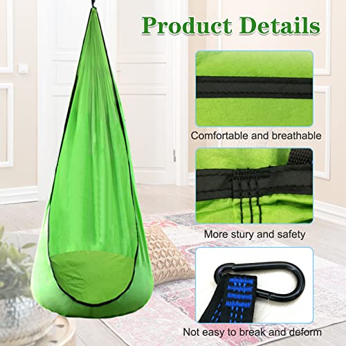 Pink Pod Swing Seat Hanging Hammock Chair with Inflatable Pillow U55940