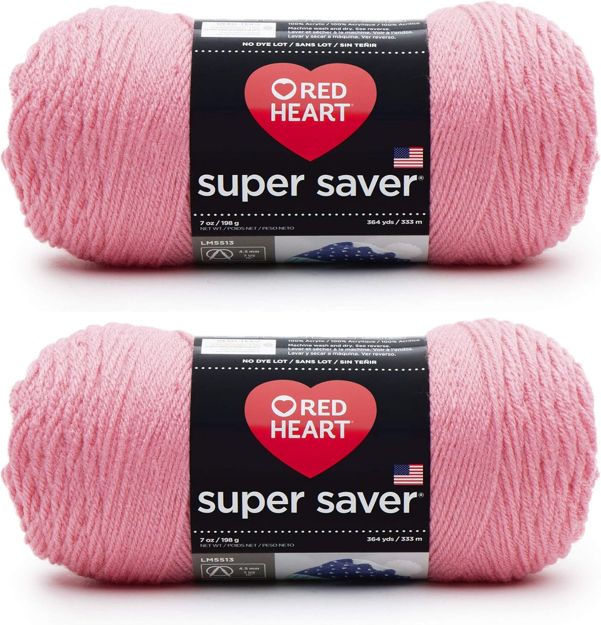 Red Heart Super Saver 2-Pack Perfect Pink 7 oz Each Skein C883