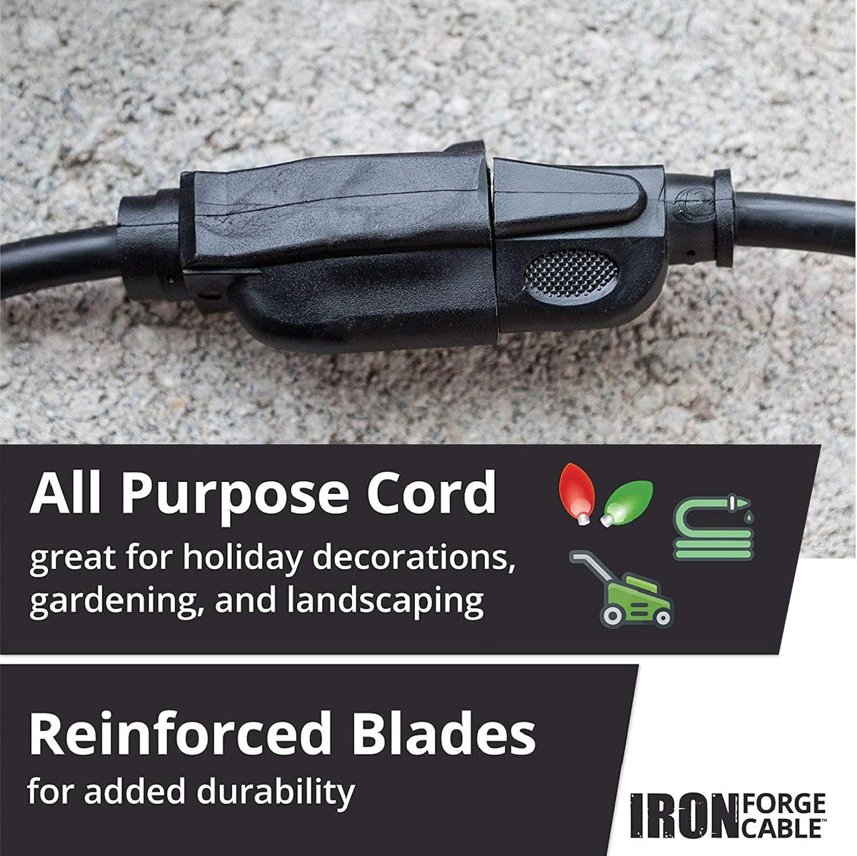 2 Pack of 50 Ft Black Extension Cord D4315
