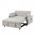 Gray 3 in 1 Convertible Sleeper Sofa Futon Couch Pullout Bed Love Seat Chaise Lounge with Storage Pockets 2 Pillows E5638