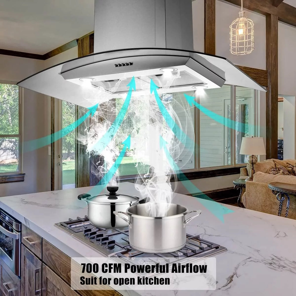 36 inch Kitchen Range Hood with Aluminum Filter Tempered Glass D4477
